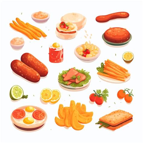 Delicious Food Vector Tasty Illustration Menu Popular Cartoon