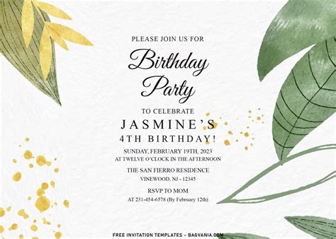 Elegant Geometric Greenery Birthday Invitation Templates For Any