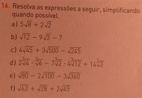 Resolva As Express Es A Seguir Simplificando Qual O Brainly Br