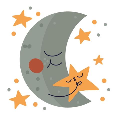 Dibujado A Mano Dibujos Animados Vector Boho Ilustraci N De Luna Y