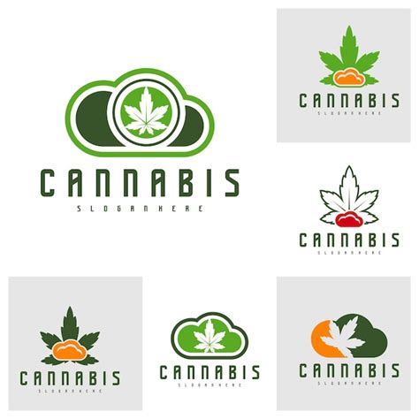 Premium Vector Set Of Cloud Cannabis Logo Vector Template Creative