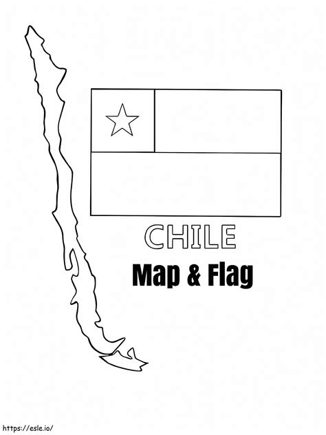 Chile Flag And Map coloring page