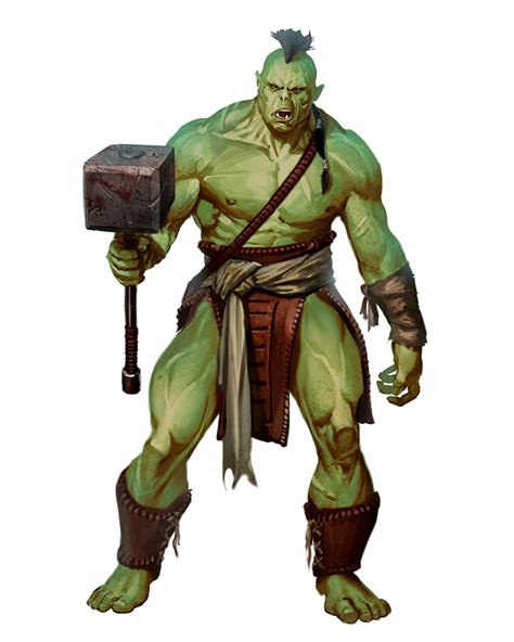 Male Half Orc Barbarian Pathfinder PFRPG DND D D 3 5 5E 5th Ed D20