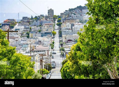 A View Looking East Down Lombard Street In San Francisco California