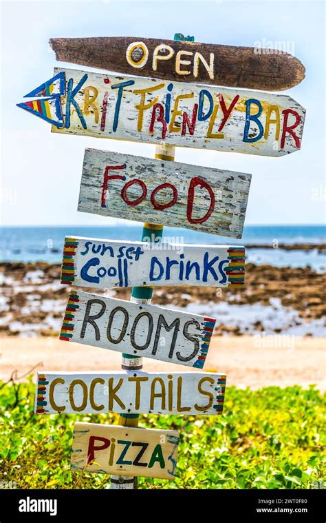 Signpost To A Beach Restaurant Hint Board Signpost Info