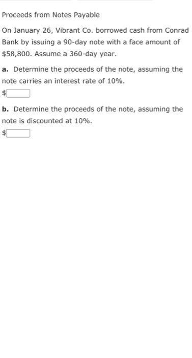 Solved Proceeds From Notes Payable On January 26 Vibrant Chegg
