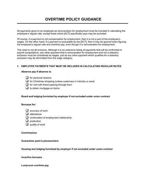 Overtime Agreement Template Sfiveband