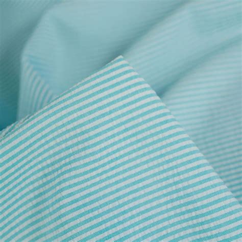 Tissu Seersucker Rayures Oeko Tex Bleu