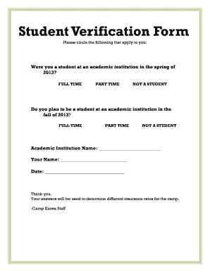 Student Verification Form Fill Online Printable Fillable Blank