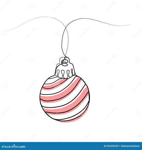 Continuous Drawing Of The Christmas Ball With One Line Stock