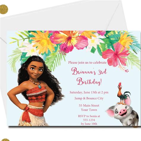 Moana Invitation Etsy