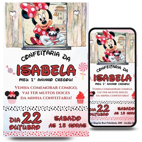 Convite Virtual Digital Confeitaria Doceria Da Minnie Elo