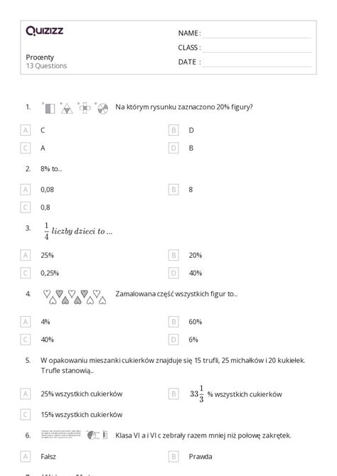 Ponad Procenty Arkuszy Roboczych Dla Klasa W Quizizz Darmowe I