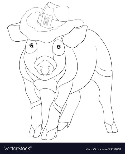 Adult Coloring Bookpage A Cute Pig Image Vector Image