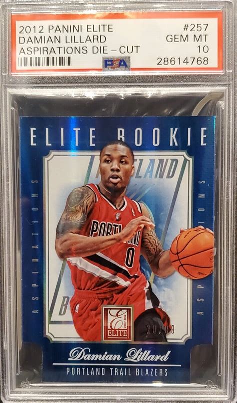 2012 13 Damian Lillard Panini Elite Rookie Aspirations RC 99 PSA 10 EBay