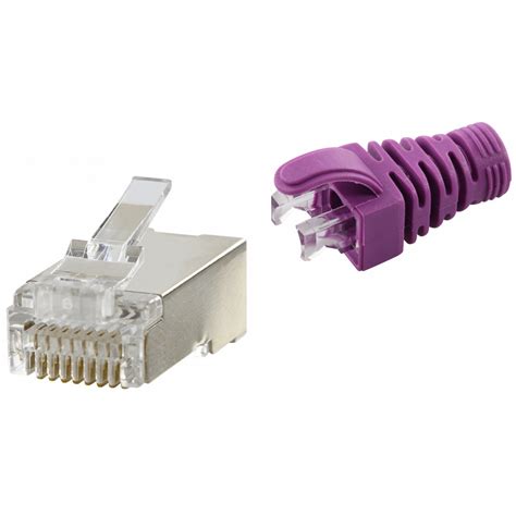 Megamobile Be Rj45 Cat5e Shielded Easy Connector Purple Boot 50 Pack