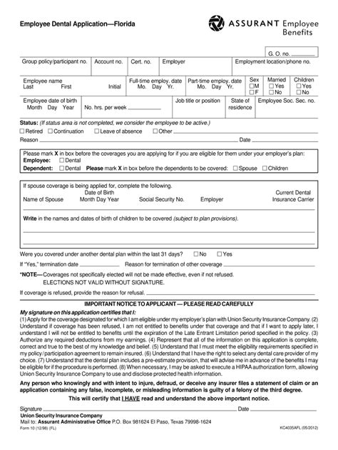 Assurant Dental Fill Online Printable Fillable Blank Pdffiller