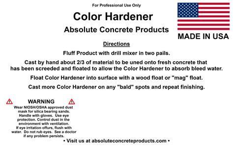 Color Hardener Absolute Concrete Products