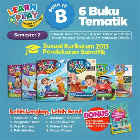 Jual Learn Dan Play Creative Activity Book Tematik Tk A Buku Paket Tk B