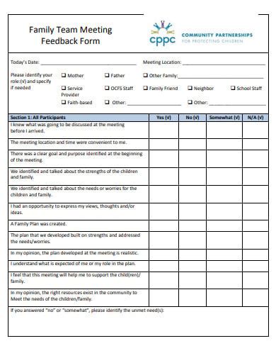 FREE 20+ Meeting Feedback Form Templates in PDF | MS Word