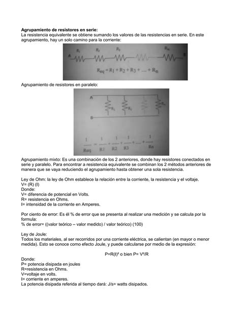 Practica Numero 5 Resistencia Y Ley De Ohm Electricidad Y Magnetismo Pdf