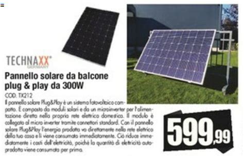 TECHNAXX Pannello Solare Da Balcone Plug Play Da 300W Offerta Di Vobis