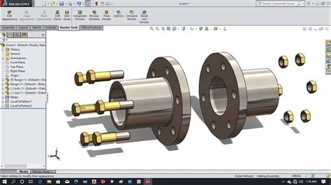 Design And Assembly Of Flange Coupling Solidworks Tutorial Youtube