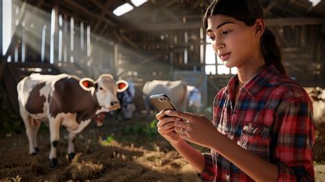 Premium Photo Optimizing Farm Productivity With Tech Female Farmer