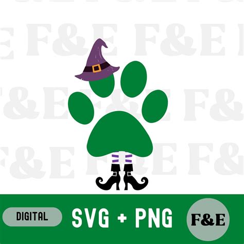 Halloween Witch Pawprint Paw Print Svg Fall Autumn Halloween Paw