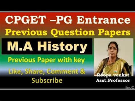 Cpget Previous Question Papers M A History Cpget Entrance Paper