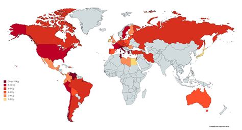 Annual world Pasta consumption per Capita : r/MapPorn