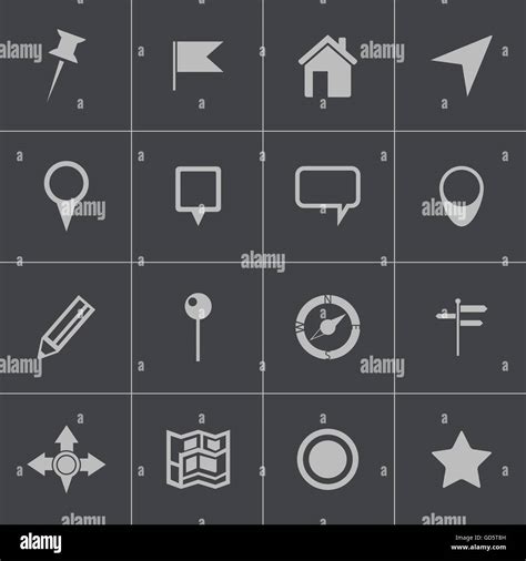 Vector Black Map Icons Set Stock Vector Image And Art Alamy