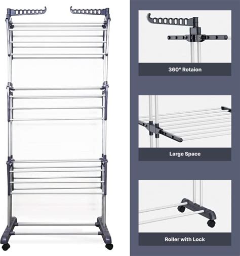 Tier Heavy Duty Foldable Clothes Drying Rack Adov