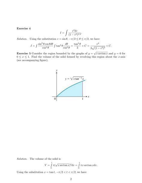 Solution Calculus 1 Chap 6 Trigonometric Substitutions Integrals