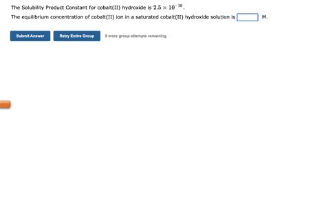 Solved The Solubility Product Constant For Cobalt Ii Chegg