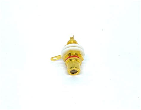 KIT 05 PEÇAS CONECTOR RCA FEMEA PAINEL RCA JACK PAINEL DOURADO