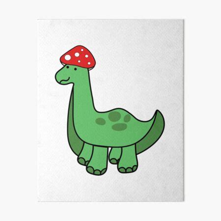 Simple Red And White Mushroom Hat Brontosaurus Dinosaur Art Board