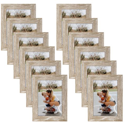 12 Pack 3.5x5 Picture Frames, Distressed Brown 3.5 by 5 Photo Frames ...