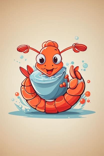 Shrimp Illustration Logo Design Cartoon Premium Ai Generated Image