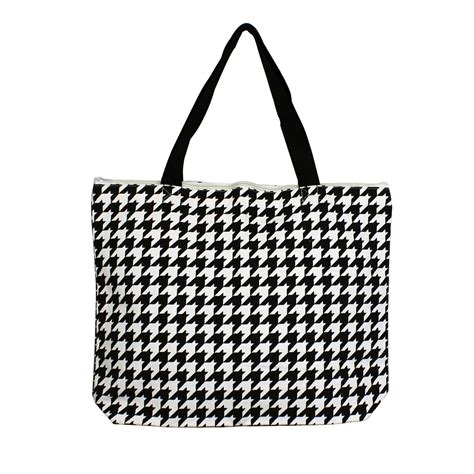 Houndstooth Print Canvas Tote Bag Durable And Lightweighted