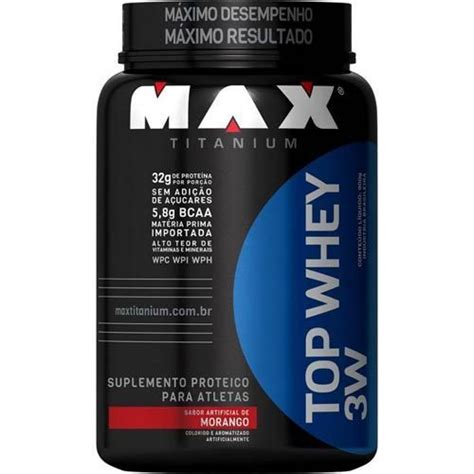 Top Whey 3W 900g Morango Max Titanium NETSHOES OtimaNutri