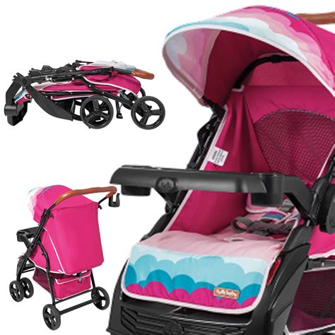 Carrinho de Bebe para Passeio Tutti Baby Sky Reversível Rosa Maçã