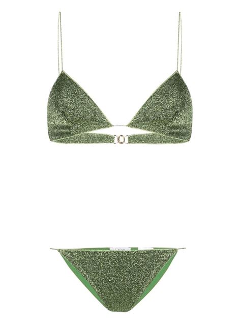 Oséree Lumiere Triangle lame Bikini Farfetch