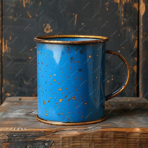 Blue Tin Cup Stylized Premium Ai Generated Image