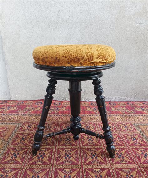 Tabouret De Piano Napol On Iii Classique Naturel Bois Velours