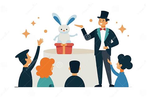 Magician Performing Magic Show With Rabbit Emerging From Hat