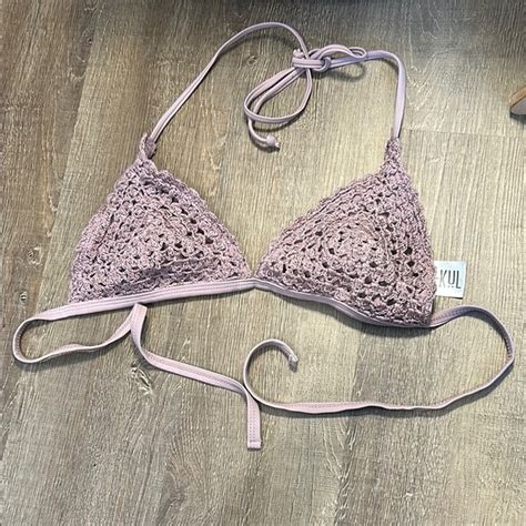 IKA KUL Swim Ikakul Womens Crochet Lilac Bikini Top Poshmark