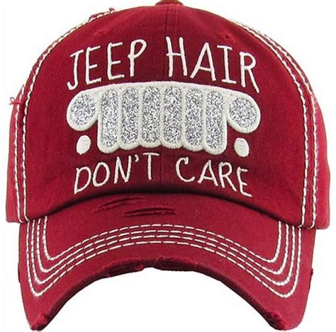 Super Cute Jeep Hair Dont Care Womens Distressed Ball Cap Or Sun Visor Features 100 Washed