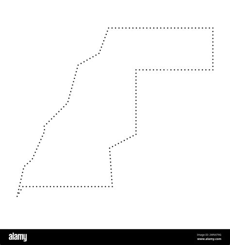 Western Sahara Country Simplified Map Black Dotted Outline Contour