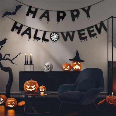 Halloween Birthday Party Decorations, Happy Birthday Banner with ...